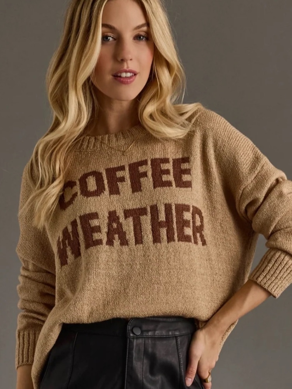 Coffee Weather Knit Sweater - Tan/Brown panache apparel! Boutique! New! XL